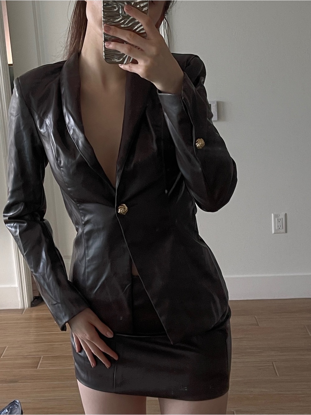 Brand NEW brown faux leather suit